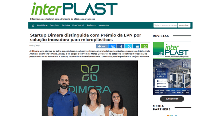 Startup Dimera distinguida com Prémio da LPN por solução inovadora para microplásticos